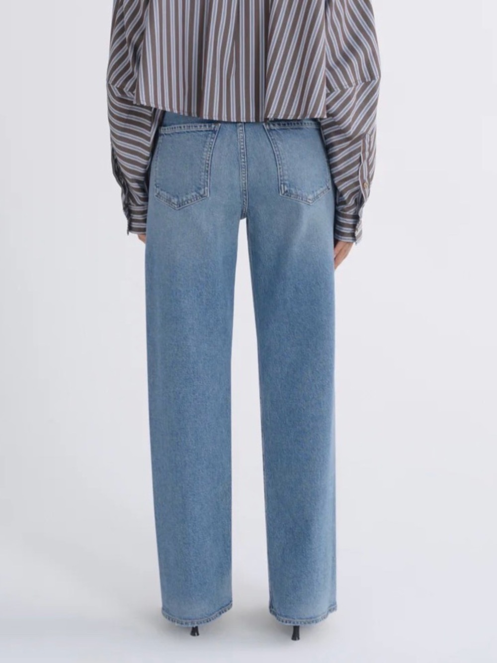 Agolde Womens Ren High Rise Wide Leg Medium Wash Blue Denim Jeans Size 26 - Picture 2 of 14